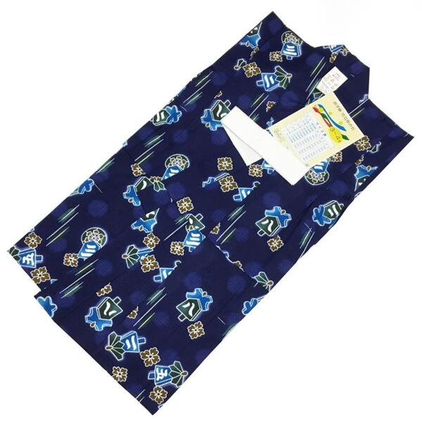 浴衣 子供 No.31 濃紺 まとい 纏柄 男の子 100cm 訳あり商品 【cp】