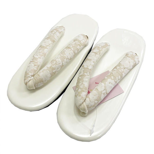草履 子供 女の子 No.21 台 白 鼻緒 ベージュ 花柄 18cm 20cm 22cm 七五三 和装 お正月 ひな祭り 在庫処分品 【COM/LE】