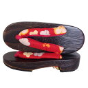 下駄 子供 No.2501 焼桐 18.5cm 赤 花緒の柄:おまかせ 訳あり商品 【COM/LE】