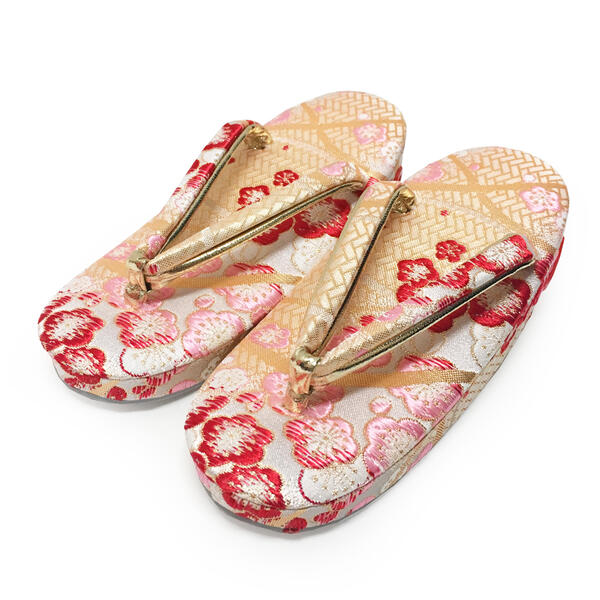 草履 子供 女の子 No.52 白 金 梅柄 18cm 鈴付き 七五三 和装 お正月 ひな祭り 在庫処分品 【COM/LE】