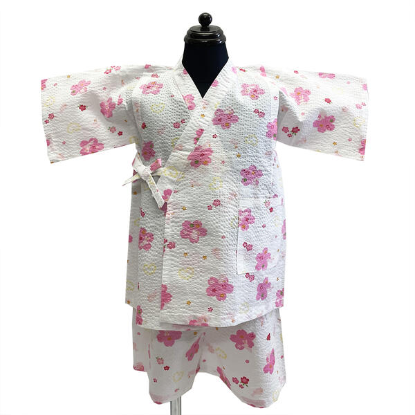 甚平 子供用 No.74 白 桜 うさぎ 100cm 110cm リップル 男の子 女の子 こども 子ども じんべい じんべえ 夏祭り 花火大会 訳あり処分品 ...