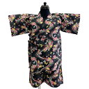 甚平 子供用 No.75 黒 花 流水 100cm 110cm リップル 男の子 女の子 こども 子ども じんべい じんべえ 夏祭り 花火大会 訳あり処分品 【...