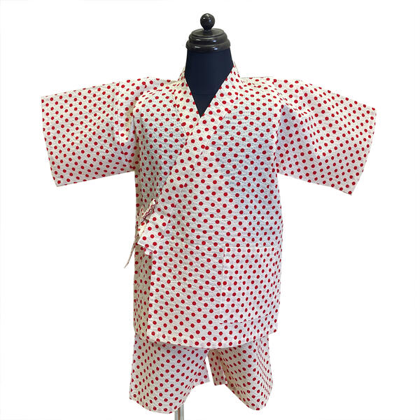 甚平 子供用 No.83 クリーム色 水玉 110cm リップル 男の子 女の子 こども 子ども じんべい じんべえ 夏祭り 花火大会 訳あり処分品 【pos】