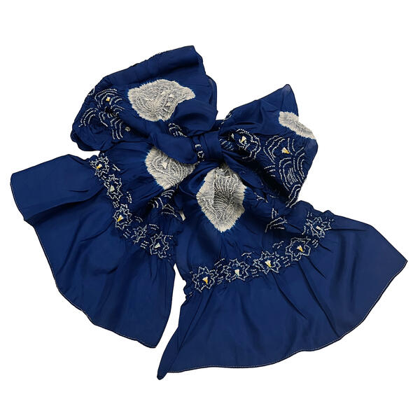 兵児帯 子供 正絹 No.cg540 青 絞り染め 3.25m パールトーン加工 浴衣帯 在庫処分品 【cp】