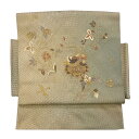 作り帯 付け帯 二重太鼓 No.06 伽羅色 薄青色 おしどり お太鼓結び 正絹軽装帯 文化帯 訳あり商品 【宅配便】