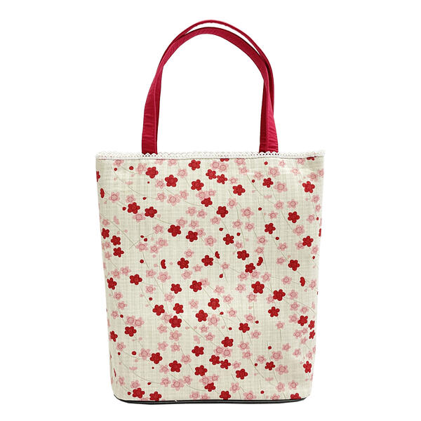 和装バッグ No.1103 生成 アイボリー 和柄 梅 レッスンバッグ スクールバッグ 在庫処分品 【宅配便】