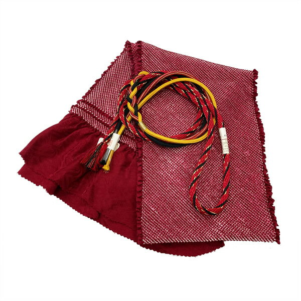 振袖用 帯揚げ帯締めセット No.143 赤銅色 蘇芳色 赤 黒 金 総絞り 成人式 卒業式 結婚式 訳あり商品 【cp】