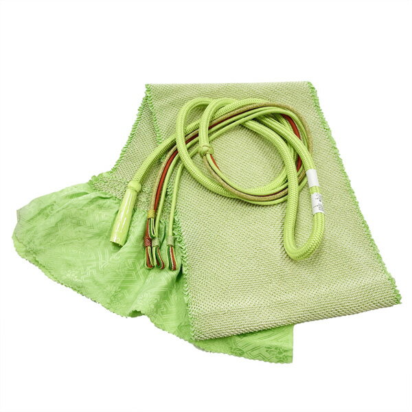 振袖用 帯揚げ帯締めセット No.156 薄黄緑色 若葉色 金 総絞り 成人式 卒業式 結婚式 訳あり商品 【cp】