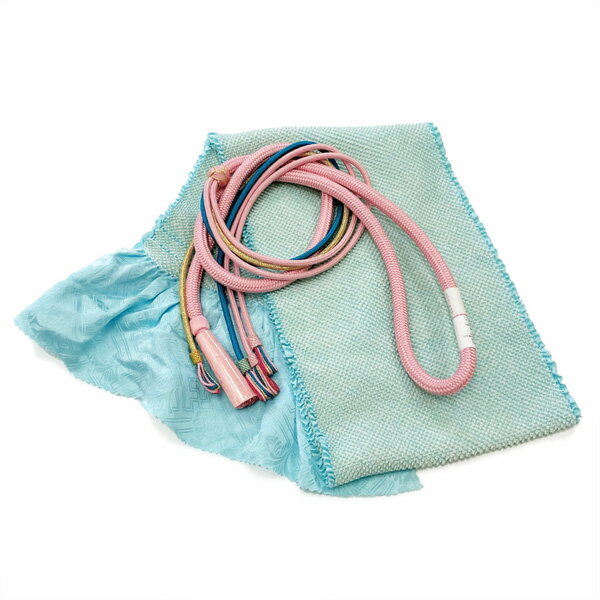 振袖用 帯揚げ帯締めセット No.158 水色 ピンク 金 総絞り 成人式 卒業式 結婚式 訳あり商品 【cp】