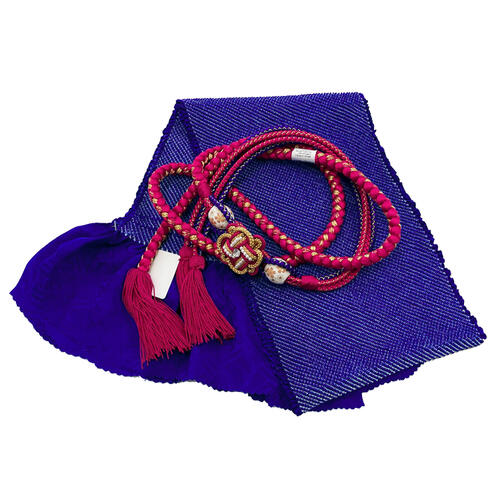 振袖用 帯揚げ帯締めセット No.165 濃紺 濃藍 濃紅 真紅 総絞り 成人式 卒業式 結婚式 訳あり商品 【cp】