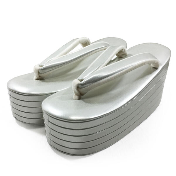 5段 厚底 草履 No.5322 銀 シルバー 太鼻緒 L 24cm 振袖 婚礼 礼装用 在庫処分品 【宅配便】