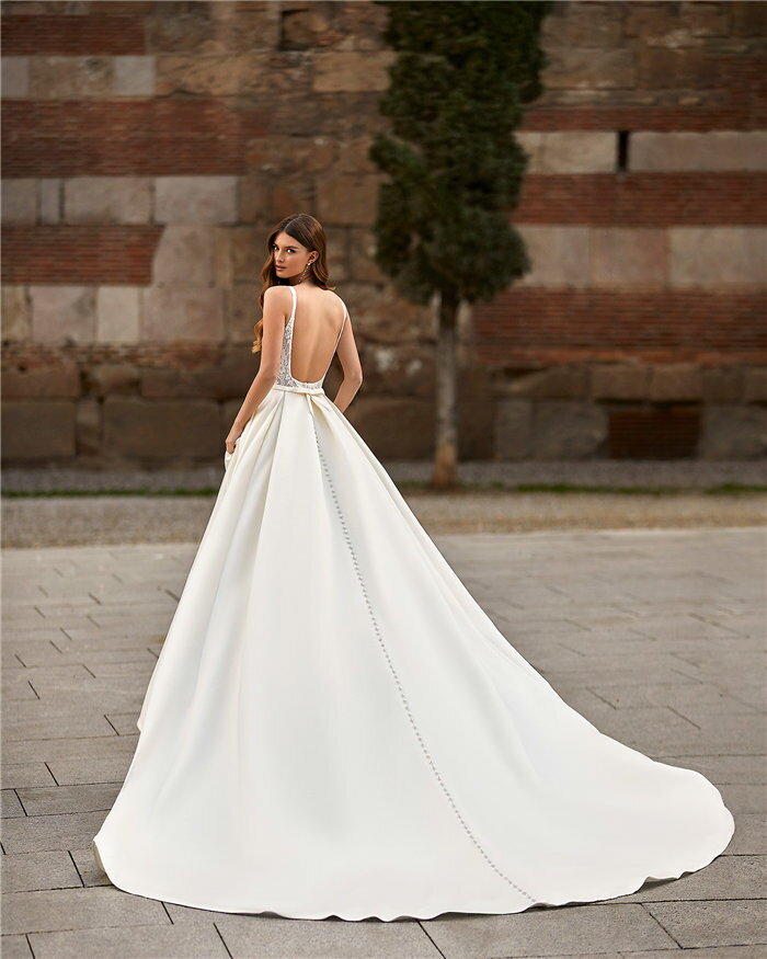 ウェディングドレス セミオーダー サイズカスタマイズ可 手作り Aライン wedding dress 花嫁 挙式 結婚式 披露宴 二次会 ブライダル ws3163