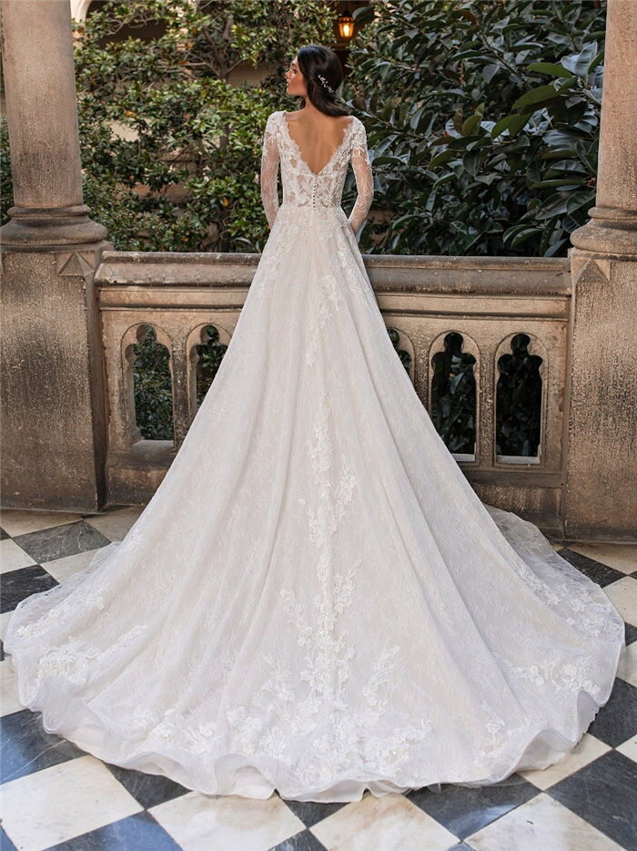 Erinbellaのウェディングドレス セミオーダー サイズカスタマイズ可 手作り Aライン wedding dress 花嫁 挙式 結婚式 披露宴 二次会 ブライダル ws3312｜アングル2