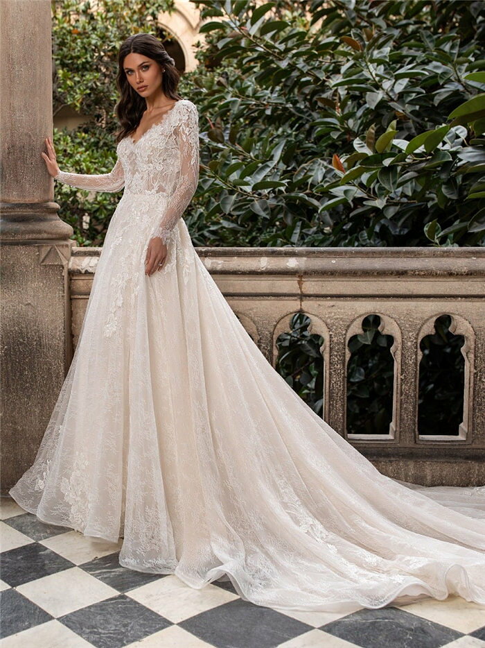 Erinbellaのウェディングドレス セミオーダー サイズカスタマイズ可 手作り Aライン wedding dress 花嫁 挙式 結婚式 披露宴 二次会 ブライダル ws3312｜アングル3