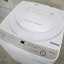 【中古】シャープ 全自動洗濯機 ES-GE6B-W 洗濯容量6kg 風乾燥容量3kg ガンコ汚れ シワ押さえ 毛布 おしゃれ着 時短 風乾燥 R80279