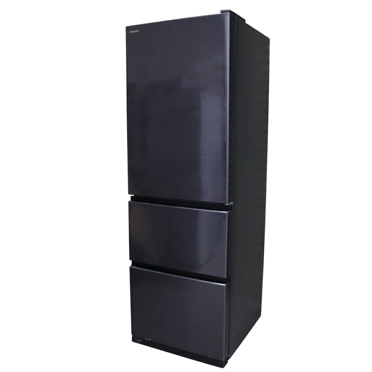 【中古】関東地域限定 日立 冷蔵庫 R-V38KV-K 375L 3ドア 右開き まんなか野菜室 自動製氷 うるおいチルド うるおい野菜室 幅60cm スリム 省エネ101％ ブリリアントブラック HITACHI B114