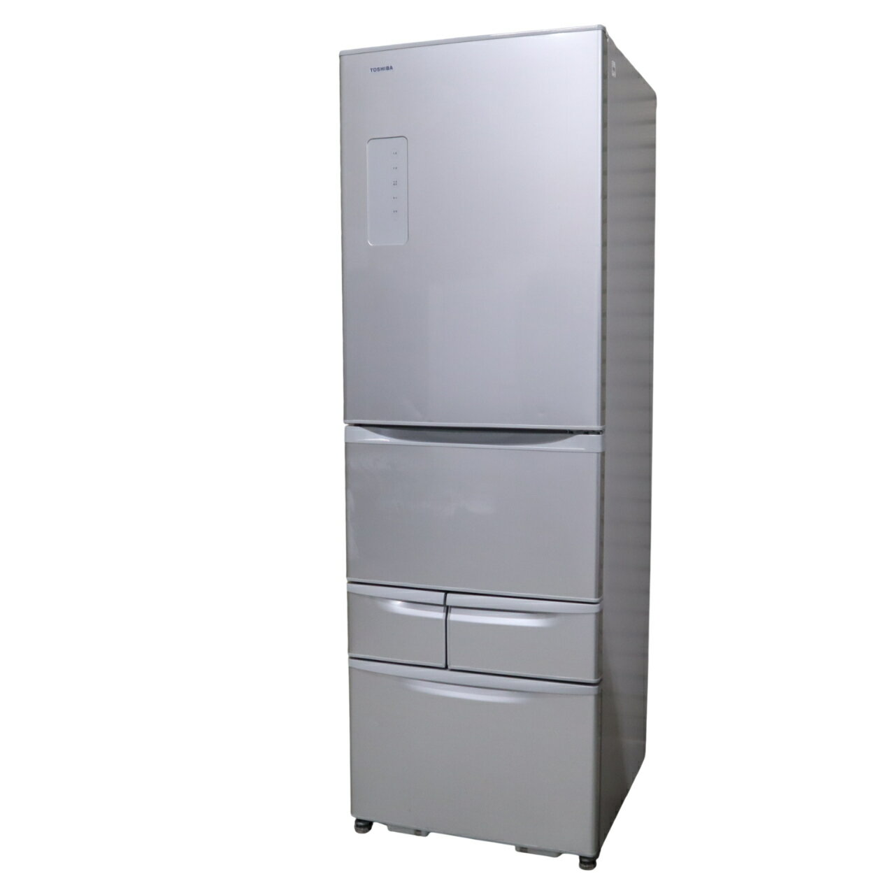 【中古】関東地域限定 東芝 冷蔵庫 426L 5ドア 右開き シルバー GR-H43G ecoモード ルネキャット 除菌 脱臭 全段ガラス棚 野菜室93L 冷凍室109L 大容量 ファミリー向け 冷凍冷蔵庫 B118