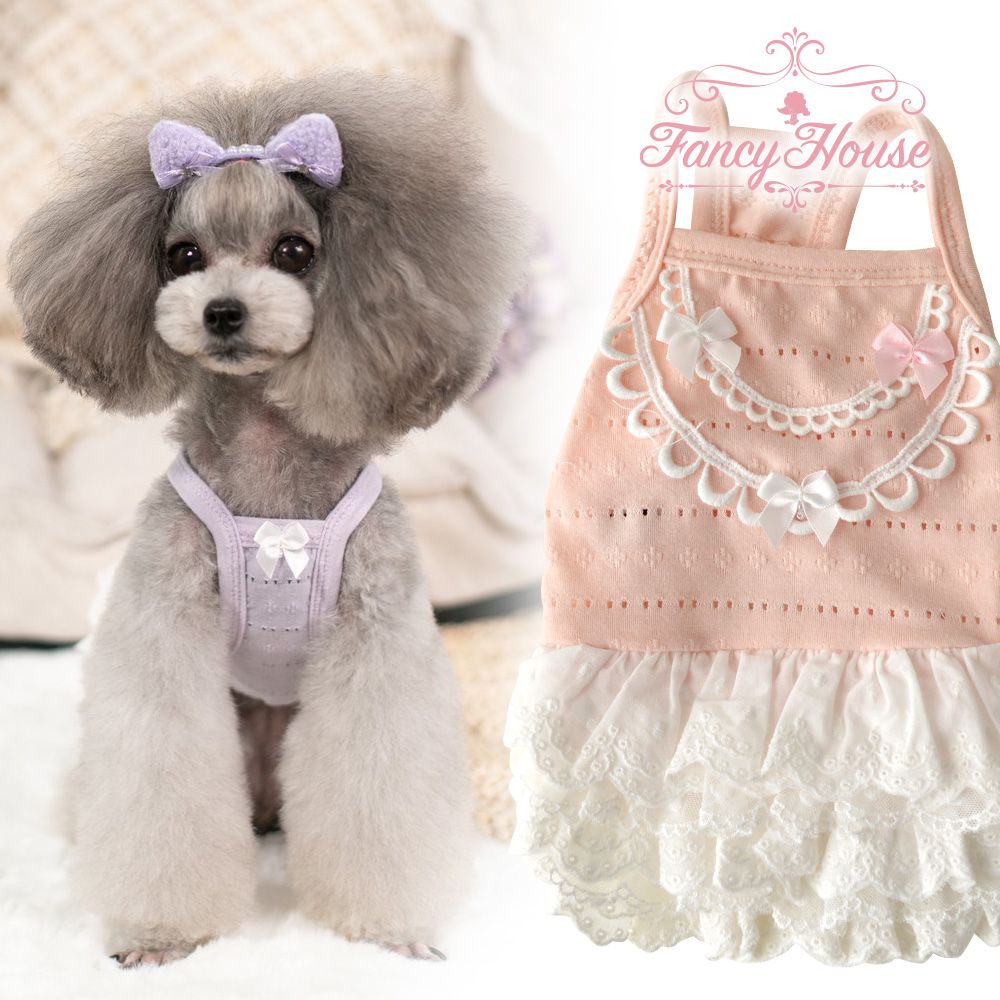 【10％OFFクーポン】 犬服 春 夏 ワンピース キャミソール 重ね着 フリル ワンピ リボン ブランド ファンシーハウス 送料無料 愛犬 ペット 高級 服 犬の服 プレゼント 人気 可愛い おしゃれ dog pet