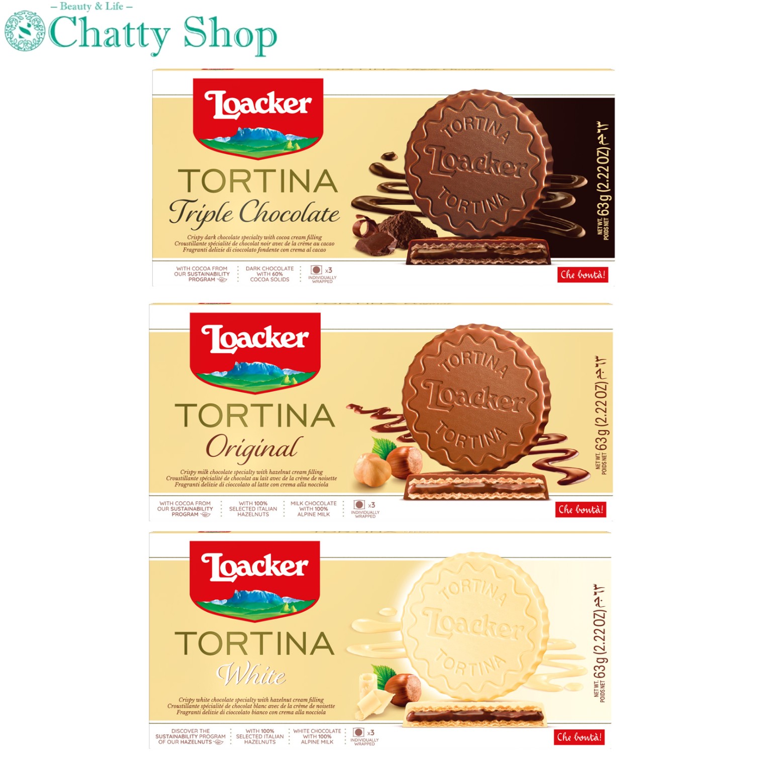 【3種類セット】ローカー ロアカー トルティーナ(オリジナル・ホワイト・トリプルチョコレート)