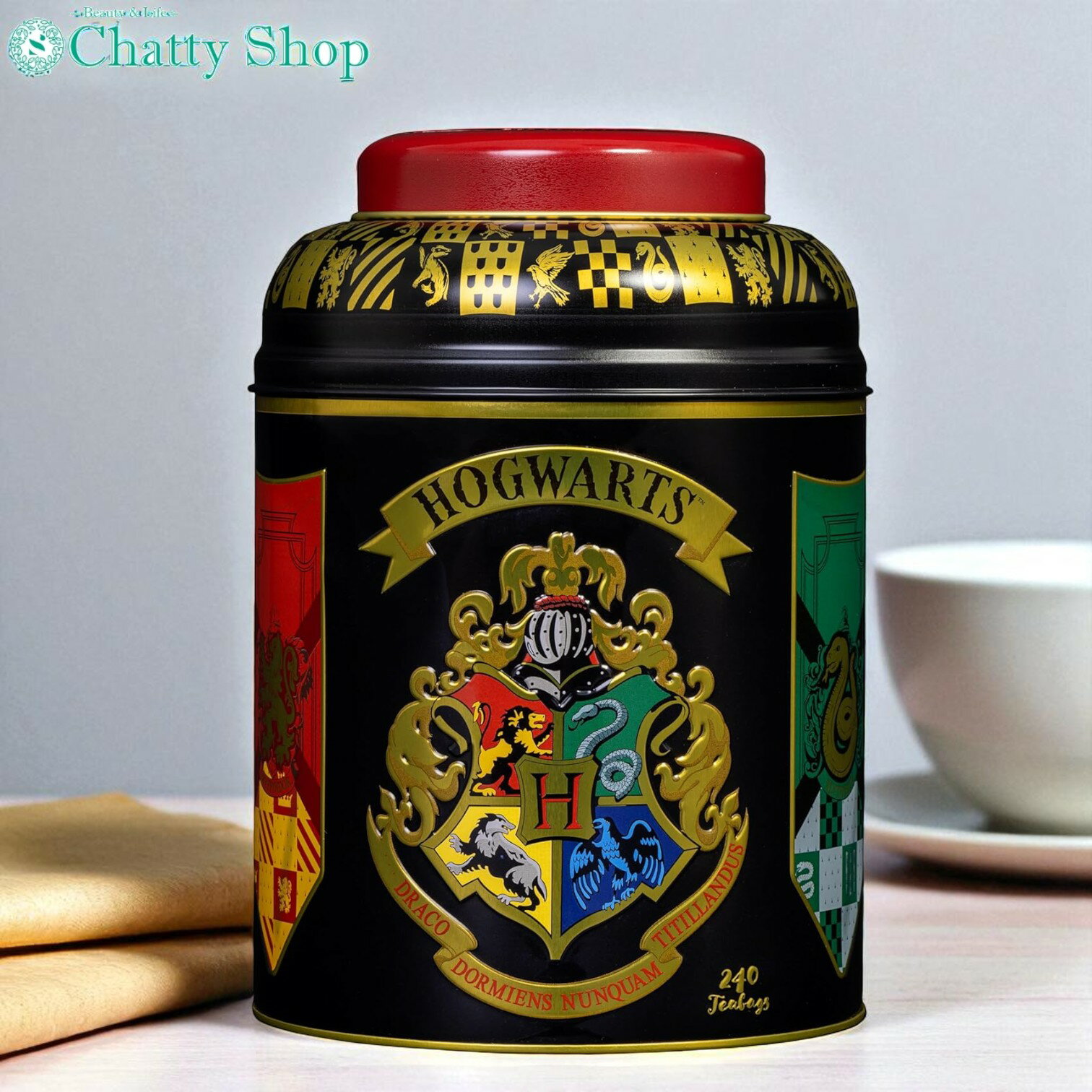 ニューイングリッシュティー ハリーポッター ホグワーツ缶　(イングリッシュブレックファスト)　NEW ENGLISH TEA