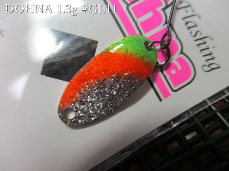 Rakuten - ドーナ [グリッターカラー] 1.3g /20mm　#GL11(オレンジグリーンSラメ)　　＜アングラーズシステム Angler'Z System＞　□エリア ルアーフィッシング用 □　DOHNA Glitter Color PLANE Spoon 1.3g　～ラメハンマー無し～