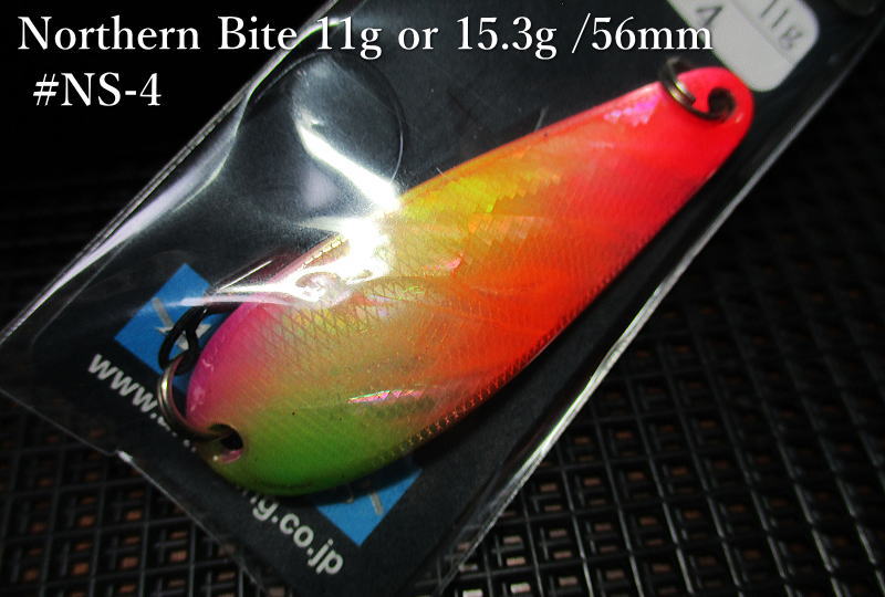 Native ■Northern Bite ■Bite ■Mesh Bite ■Shell Bite ■Master Angler ■River Dolphin ■Hurry Bite Hook 　北海道のフィールドだけを見据えたスプーン。現在も各地でトラウトを魅了し続けるバイトを北海道仕様にカスタマイズ。従来よりも厚い板を使用しヘビーウエイト化したスプーンは、より深いレンジに潜む鱒たちを誘う。ビッグトラウトと対峙する北海道のアングラーのためのノーザンバイト。 仕様 フック／シングルフック搭載 長さ／56mm カラー／28色 注意事項 ○釣り以外の目的に使用しないでください。 ○幼児の手のとどかない所へ保管してください。 ○ルアーを投げる場合、周囲の安全を確かめ、危険のないことを確認してください。 ○フックの先は大変危険です。使用中に限らず、取扱には充分ご注意ください。Native ■Northern Bite ■Bite ■Mesh Bite ■Shell Bite ■Master Angler ■River Dolphin ■Hurry Bite Hook 他＜15g 以下＞はこちら▼ 他サイズと他カラーはこちら▼ NorthernBite ■(6.8g) ■(8.2g) ■(9.3g) ■(11g) ■(15.3g) ■(19.8g) ■(22g) ■(30g) ■(40g)
