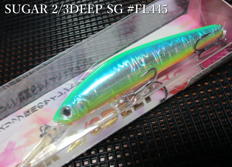 シュガー2/3ディープSG 92F　＃FL-445 ライムグリーンOB　　＜バスデイ BASSDAY＞　□ネイティブ ルアーフィッシング用 ミノー プラグ□　SUGAR 2/3 DEEP MINNOW SG 92F　～浅くなる川底への対応～　 エスプーン