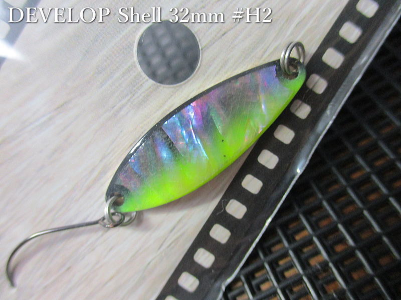 樂天商城 - デベロップ シェル [Hシリーズ] 3g /32mm　#H2 G.ブラック/チャート　　＜フィールドハンター FIELD HUNTER＞　□ネイティブ ルアーフィッシング用 スプーン□　DEVELOP Shell H-series Spoon 3g　[スプーン専門釣り具店] -エスプーン-