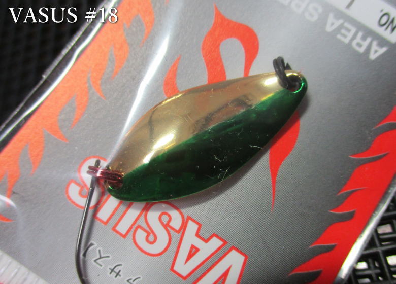 ヴァサス 2g /28mm　#18 ゴールドグリーン　　＜フィールドハンター FIELD HUNTER＞　□エリア ルアーフィッシング用 スプーン□　VASUS Spoon 2g　～見て釣る表層ご用達～　[スプーン専門釣り具店] -エスプーン-