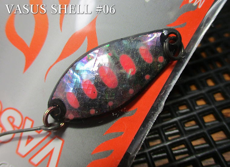 ヴァサス  2g /28mm　#06 ブラック蛍光赤ヤマメ　　＜フィールドハンター FIELD HUNTER＞　□エリア ルアーフィッシング用 スプーン□　VASUS SHELL Spoon 2g　～見て釣る表層ご用達～ -エスプーン-