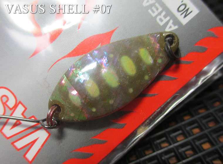 ヴァサス [シェル] 3g /28mm　#07 オリーブホワイトヤマメ　　＜フィールドハンター FIELD HUNTER＞　□エリア ルアーフィッシング用 スプーン□　VASUS SHELL Spoon 3g　～見て釣る表層ご用達～　[スプーン専門釣り具店] -エスプーン-