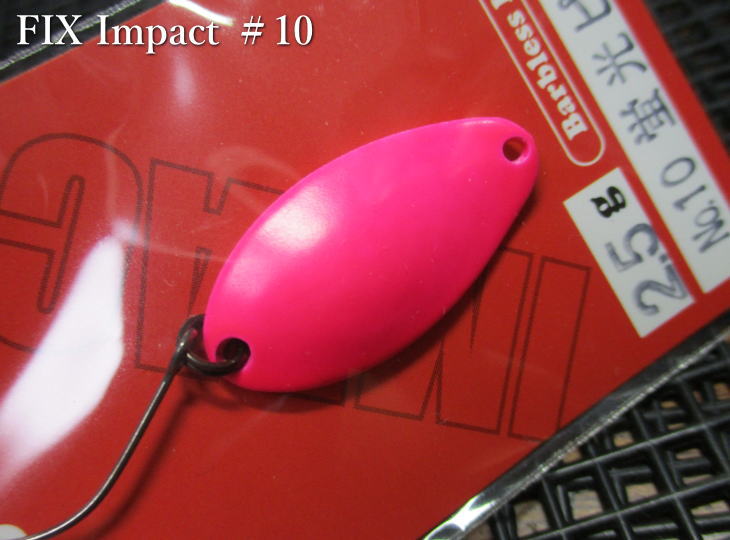 フィックス [インパクト] 2g /22mm　#10.蛍光ピンク　　＜フォレスト FOREST＞　□エリア ルアーフィッシング用 スプーン□　FIX Impact Spoon 2.0g　～ワイドロール魅惑波動～　[スプーン専門釣り具店] -エスプーン-