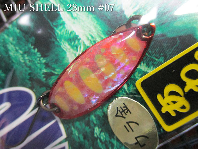 ミュー [ネイティブあわびシリーズ] 2.8g /28mm　#07(レッドイエローパーマーク)　　＜フォレスト FOREST＞　□ネイティブ ルアーフィッシング用 スプーン□　MIU Shell Native 2.8g　～アワビ張り～　[スプーン専門釣り具店] -エスプーン-