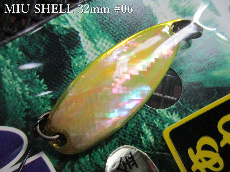 ミュー [ネイティブあわびシリーズ] 3.5g /32mm　#06(蛍光クリアイエロー)　　＜フォレスト FOREST＞　□ネイティブ ルアーフィッシング用 スプーン□　MIU Shell Native Spoon 3.5g　～アワビ張り～　[スプーン専門釣り具店] -エスプーン-