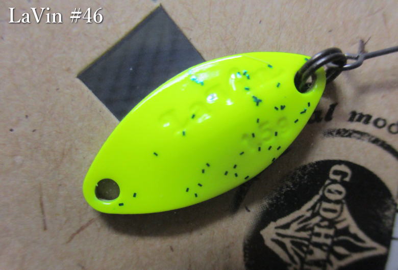 ラビン 1.5g /21mm　#46 明滅レモン汁　　＜ゴッドハンズ GODHANDS＞　□エリア ルアーフィッシング用 スプーン□　La Vin Spoon 1.5g　～安定のテール重心～　[スプーン専門釣り具店] -エスプーン-