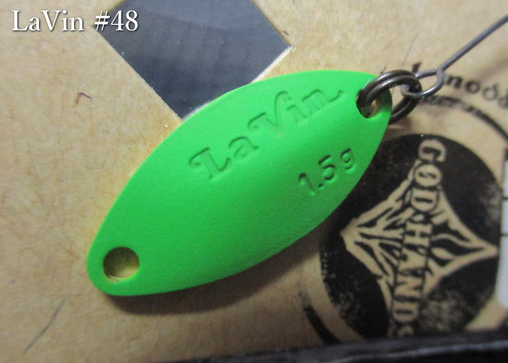 Rakuten - ラビン 0.8g /21mm　#48 若葉マーク　　＜ゴッドハンズ GODHANDS＞　□エリア ルアーフィッシング用 スプーン□　La Vin Spoon 0.8g　～安定のテール重心～　[スプーン専門釣り具店] -エスプーン-