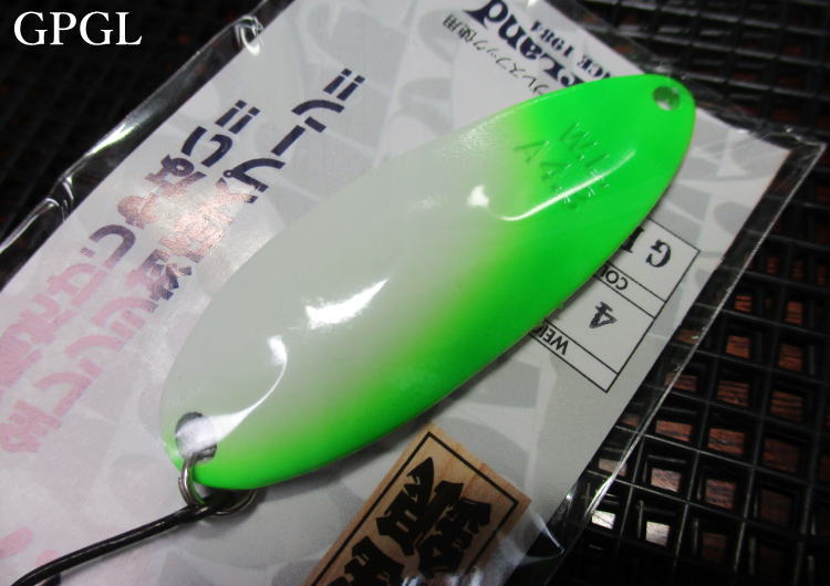 Rakuten - アルミん [グロー色] 4.3g /52mm　#GPGL グリーン/パワーグロー　　＜ウォーターランド WaterLand＞　□エリア ルアーフィッシング用 スプーン□　Almin Spoon Glow COLOR 4.3g　～超デッドスロー～　[スプーン専門釣り具店] -エスプーン-