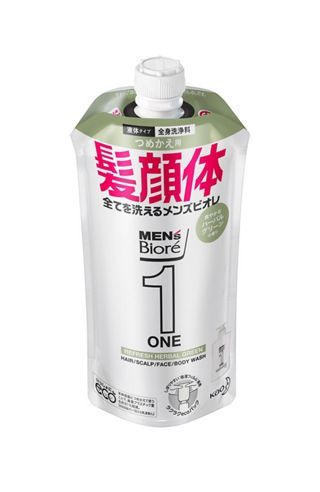 MEN’S Biore メンズビオレ ONE オールインワン全身洗浄料 爽やかハーバルグリーンの香り つめかえ用 340mL