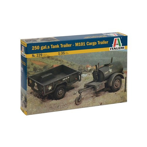 1／35 WW.II アメリカ軍 250ガロン タンクトレーラー ＆ M101 カーゴトレーラー 【...