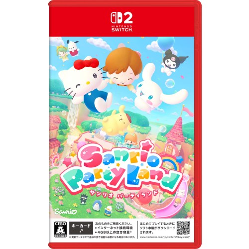 商品概要み〜んなあつまれ♪なかよくレッツパーティ！?サンリオキャラクターズと一緒に、たくさんのミニゲームやボードゲームを楽しもう！最大4人までプレイ可能！◆ サンリオキャラクターズをモチーフにした45種類以上のオリジナルミニゲームを収録！サンリオキャラクターズたちの個性や魅力がたっぷり詰まったミニゲームがいっぱい！彼らの意外な一面やかわいい姿を見られるかも♪◆パートナーにできる16キャラクターを含め145以上のサンリオキャラクターズが登場！ハローキティ、マイメロディ、クロミ、シナモロール…あなたの大好きなキャラクターも、なつかしのキャラクターも、みんなこのパーティに勢ぞろい！◆ 自分だけの楽しみ方で、サンリオの世界を満喫！ボードゲームでじっくりスゴロクをしたり、アバターをおしゃれに着せ替えたり、シールを集めてシール帳を完成させたり、のんびり魚釣りや野菜づくりをしたり。ゆっくり自分のペースで、サンリオの世界をとことん楽しみましょう♪本作のパッケージ版は「キーカード」での販売となります。はじめてプレイするときにソフト本編がダウンロードされます。ダウンロードにはインターネット接続環境と4GB*以上 の空き容量*が必要です。詳細は下記をご確認ください。*更新データなどで追加の空き容量が必要になる場合があります。商品番号-メーカーサンリオCERO区分全年齢対象コピーライト(C) 2026 SANRIO CO.， LTD. 著作 株式会社サンリオ _TVゲーム _ゲームソフト_パーティゲーム_パーティ・ゲーム _Switch 2 _サンリオ 登録日：2026/08/28 発売日：2026/10/29 _LIMITED サンリオ