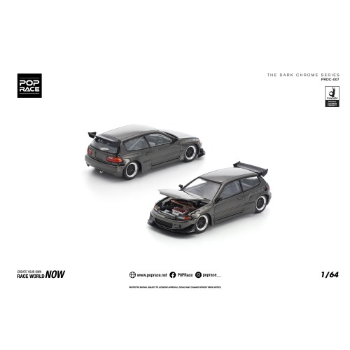 【早い者勝ち!!11/20から使える当店限定クーポン】POP RACE 1／64 パンデム シビック EG6 ダーククローム 【PRDC007】 (ミニカー)