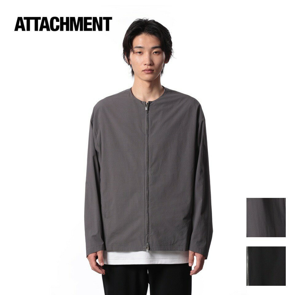 ATTACHMENT アタッチメント CO STRETCH TYPEWRITER COLLARLESS BLOUSON CO ストレッチ タイプライター カラーレス ブルゾン ブラック(930) ダークグレー(992)