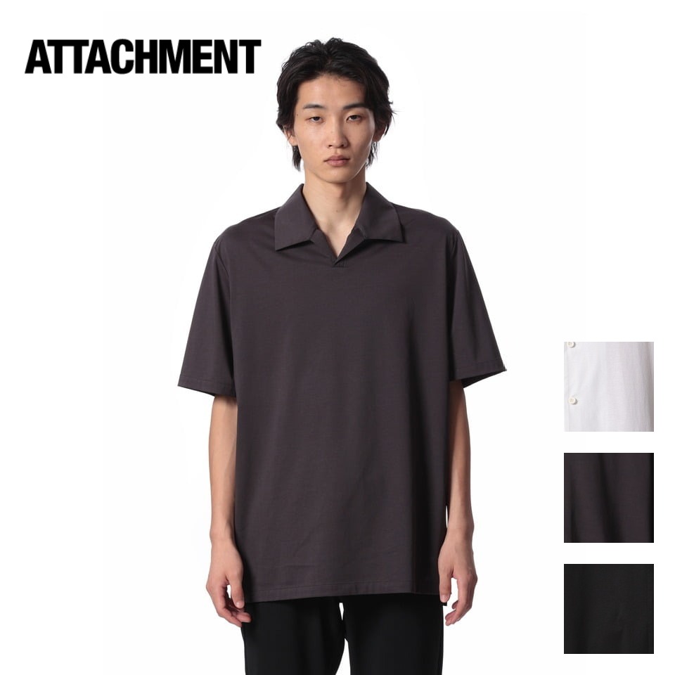 アタッチメント ATTACHMENT アタッチメント CO JERSEY CLOTH POLO SHIRT CO ジャージ クロス ポロ シャツ ブラック(930) ダークグレー(922) ホワイト(900)