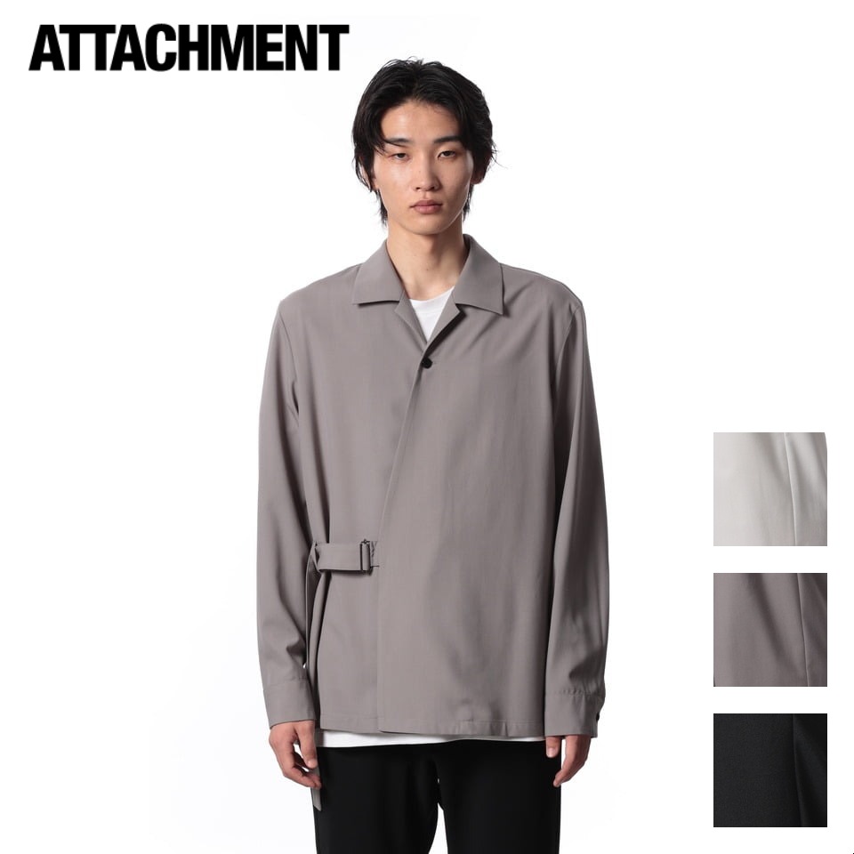 ATTACHMENT アタッチメント WO TOROPICAL BELTED L/S SHIRT WO トロピカル ベルテッド L/S シャツ カーキグレー(910) ブラック(930) ライトグレー(921)