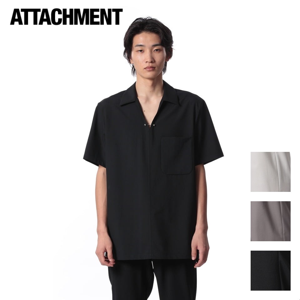 ATTACHMENT アタッチメント WO TOROPICAL SKIPPER S/S SHIRT WO トロピカル スキッパー S/S シャツ ブラック(930) ライトグレー(921) カーキグレー(910)