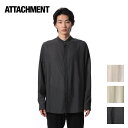 ATTACHMENT アタッチメント RY/CO JACQUARD OVERSIZED BAND COLLAR L/S SHIRT RY/CO ジャガード オーバーサイズド バンド カラー L/S シャツ ダークグレー(922) オフホワイト(850) ライトイエロー(251)