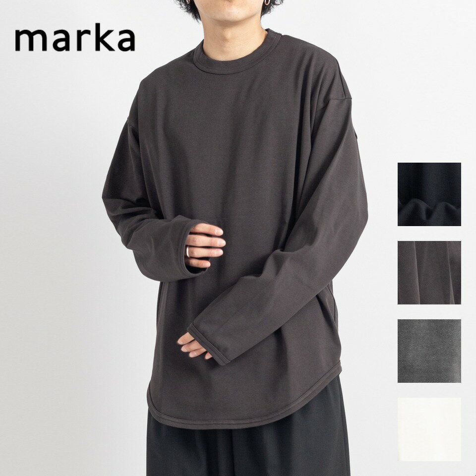 marka マーカ BASE BALL TEE L/S - 20//1 RECYCLE SUVIN ORGANIC COTTON KNIT ベース ボール TEE L/S - 20//1 リサイクル スヴィン オーガニックコットンニット フェイデッド ブラック オフホワイト ダーウブラウン