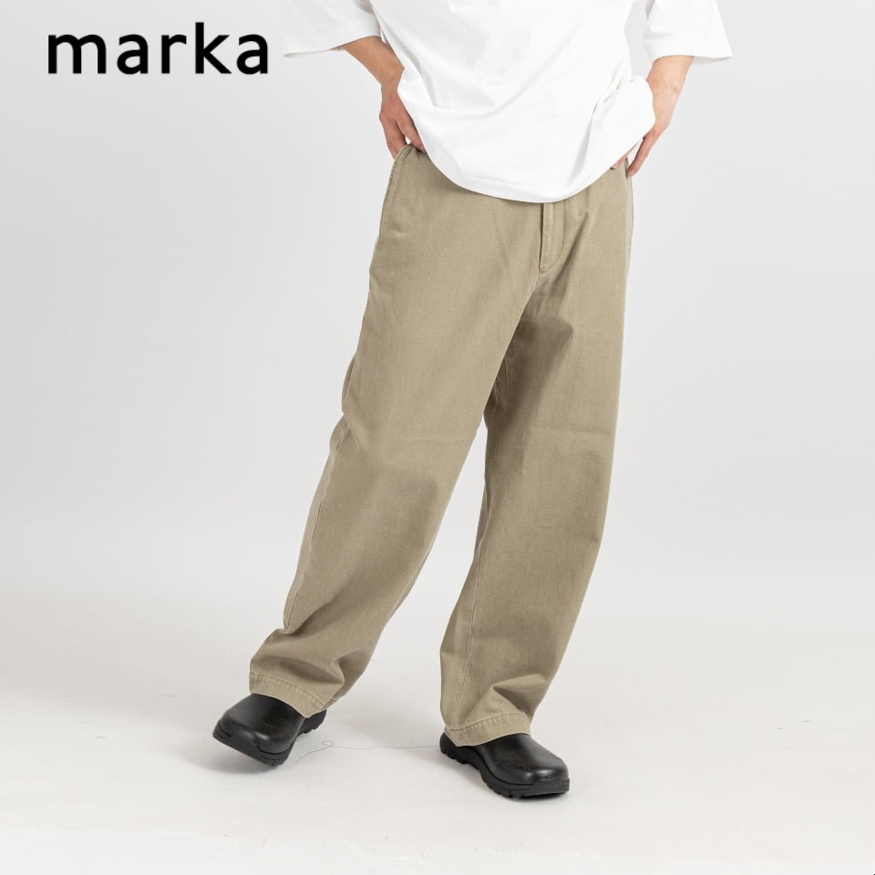 楽天ESSENCEmarka マーカ U.S.ARMY CHINO TROUSERS - ORGANIC COTTON GABARDINE U.S. アーミー チノ トラウザーズ - オーガニックコットン ギャバジン ブラック ベージュ