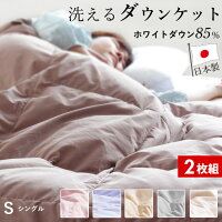 【2枚組 1枚あたり5,600円】羽毛肌掛け布団 ダウンケット シングル ウォッシャブル ホワイトダウン85％ 洗える ダックダウン 夏用 日本製 京都金桝