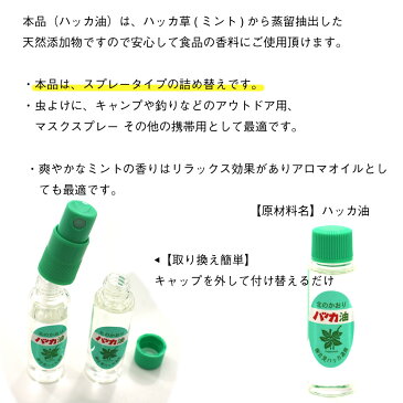 ハッカ油 スプレー用 詰め替え(本体無し) 12ml×2本 北海道 北見 ハッカ油スプレー 国産 虫よけ アウトドア アロマ ミントメール便 送料無料 マスクスプレーに